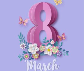 Origami March 8 womens day card vector