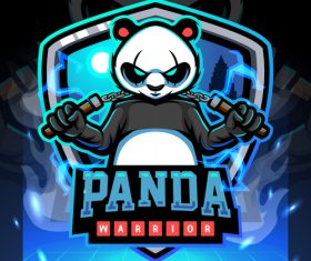 Panda warrior game logo design vector