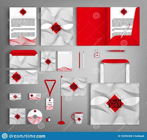 Red and white corporate identity template vector