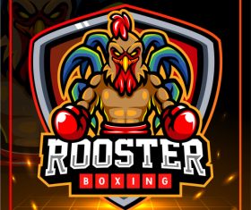 Rooster boxing logo design vector
