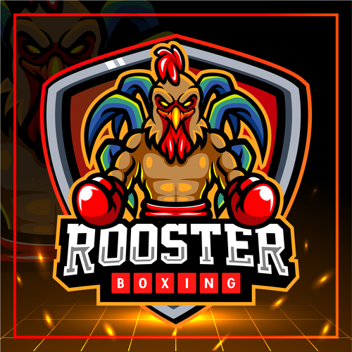 Rooster boxing logo design vector