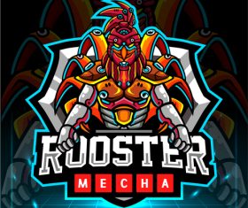 Rooster mecha logo design vector