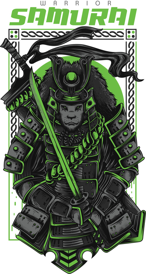 Samurai warrior t-shirt design vector