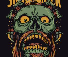 Skull rock t-shirt design vector