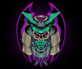 Skull samurai cyberpunk vector illustration