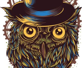 Steampunk owl vector t-shirt Illustrations
