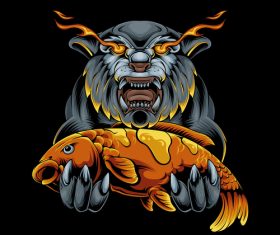 Tiger predatory fish vector illustration