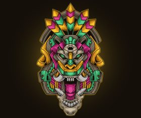Tiki mask mecha vector illustration