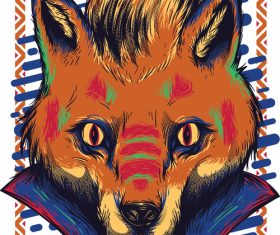 Voodoo fox vector t-shirt illustrations