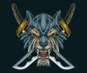 Wolf head sword vector illustration