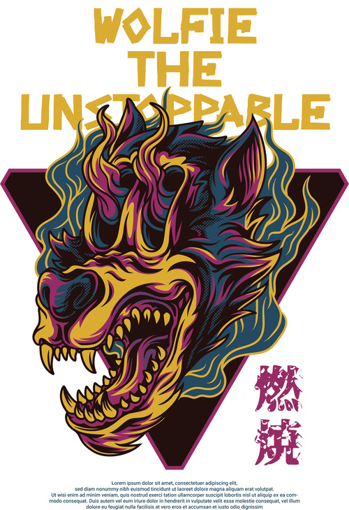Wolfie the unstoppable vector T-Shirt illustrations
