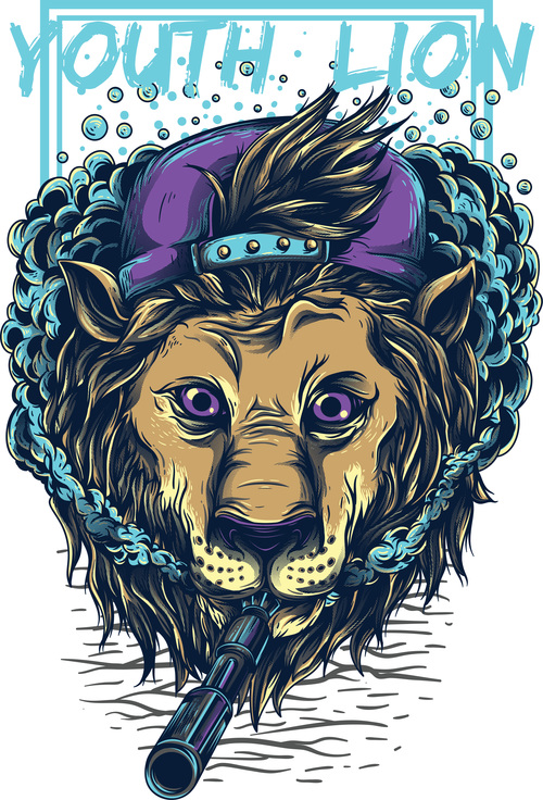 Youth lion illustrations vector