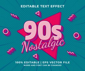 90s nostalgic retro editable text effect vector