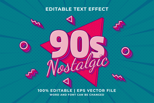 90s nostalgic retro editable text effect vector