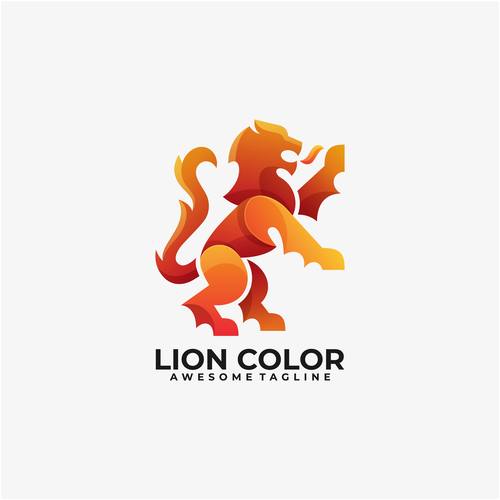Abstract lion business logo vector