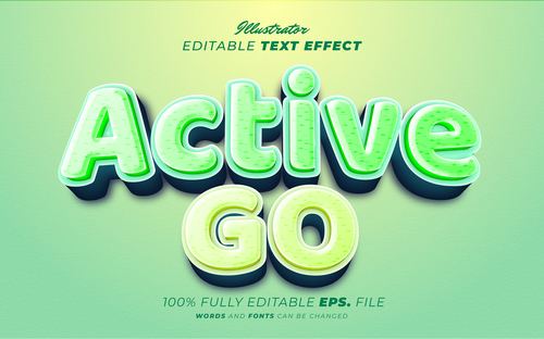Active 3d gradient editable text font vector