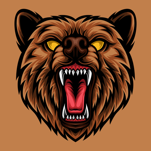 Angry bear cartoon illustration vector