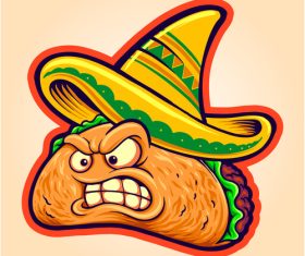 Angry delicious taco vector