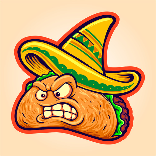 Angry delicious taco vector