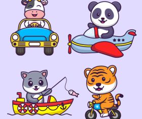 Animal transportation cartoon illustration vector
