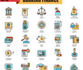 Banking finance icons collection vector