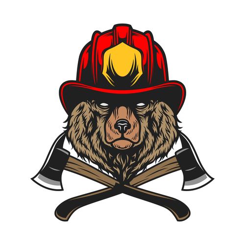 Bear firefighter vector