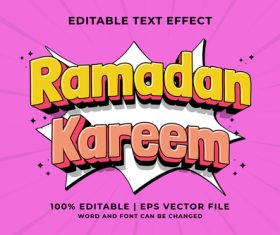 Bicolor Ramadan Kareem Cartoon Editable Text Effect Vector