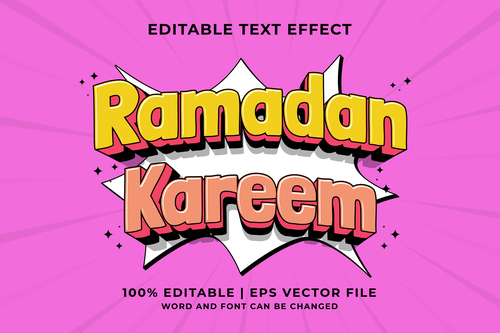 Bicolor Ramadan Kareem Cartoon Editable Text Effect Vector