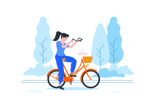 Bicycle broken cartoon illustration vector