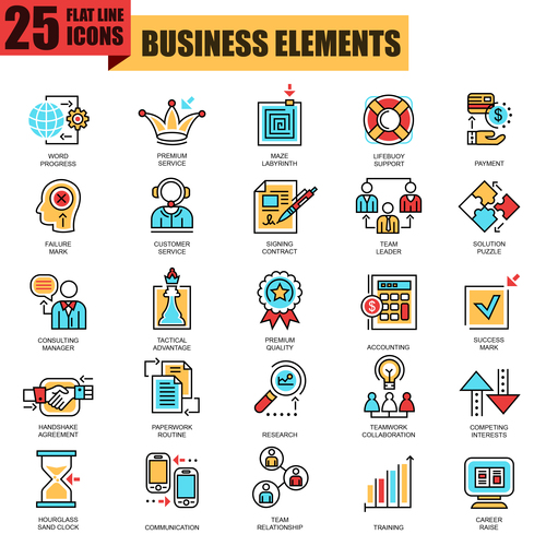 Business elements icon collection vector