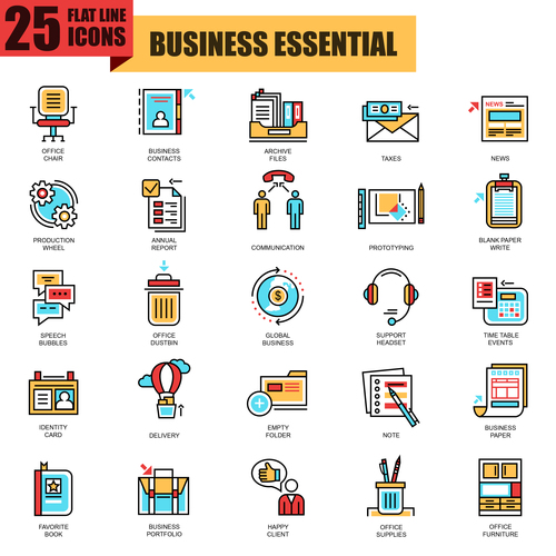Business essential icon collection vector