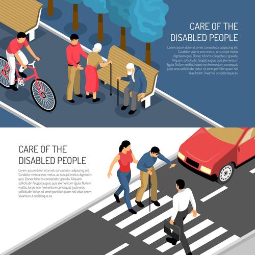 Care of the disabled people vector