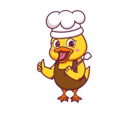 Chicken chef cartoon illustration vector