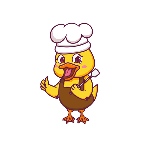 Chicken chef cartoon illustration vector