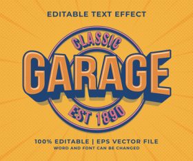 Classic garage retro editable text effect vector