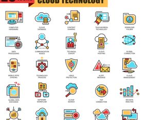 Cloud technology icon collection vector