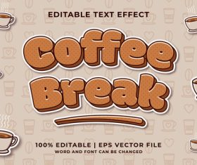 Coffee time 3d editable text style effect vector