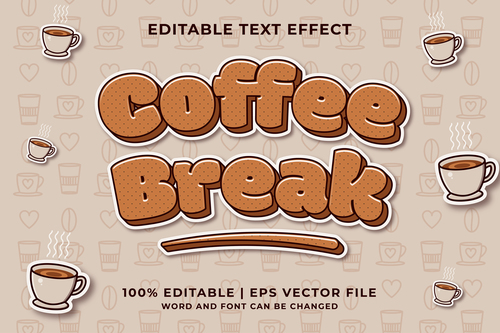 Coffee time 3d editable text style effect vector