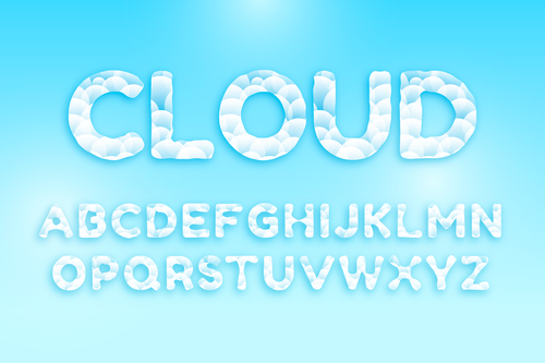 Colorful cloud font vector