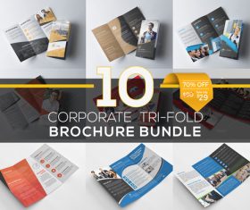 Corporate trifold brochure bundle vector