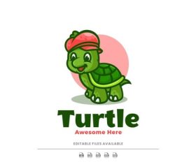 Cute turtle logo vector