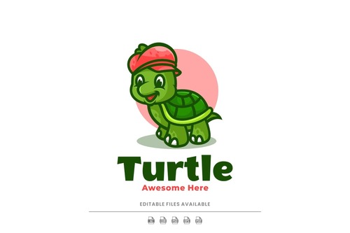 Cute turtle logo vector