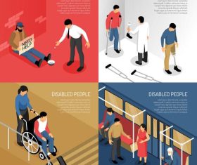 Disabked people cartoon illustration vector