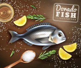 Dorado fish and seasoning realistic vector