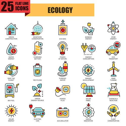 Ecology icon collection vector