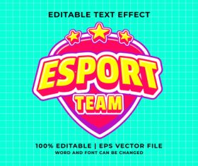 Esports team cartoon editable text effect vector