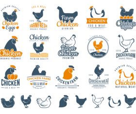 Farm chicken vector label