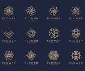 Floral ornament logo icon set vector