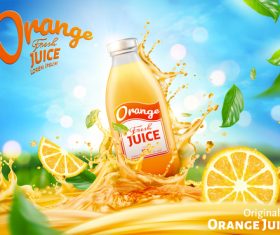 Fresh orange juice ads vector