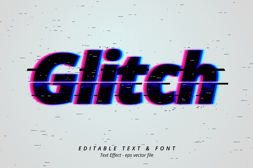 Glitch editable text font vector